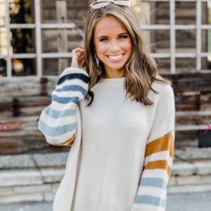 Stripe Sleeve Sweater NWOT